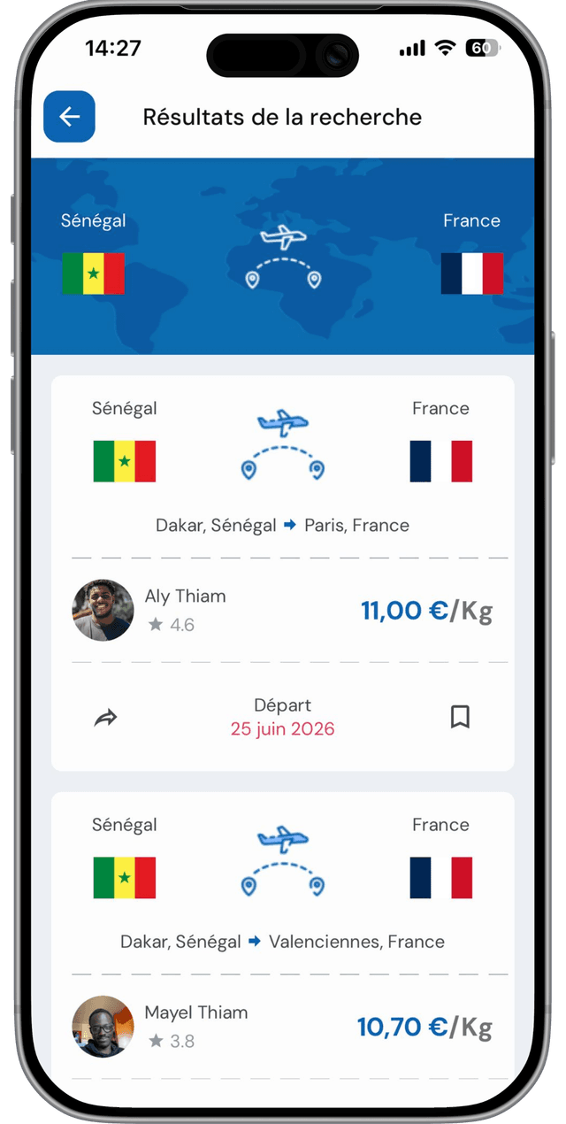 Screenshot of gpma app showing page of search results.